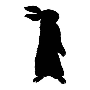 一只坐着的兔子的剪影, 矢量图解