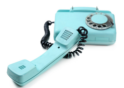 复古的绿松石电话，靠得很近