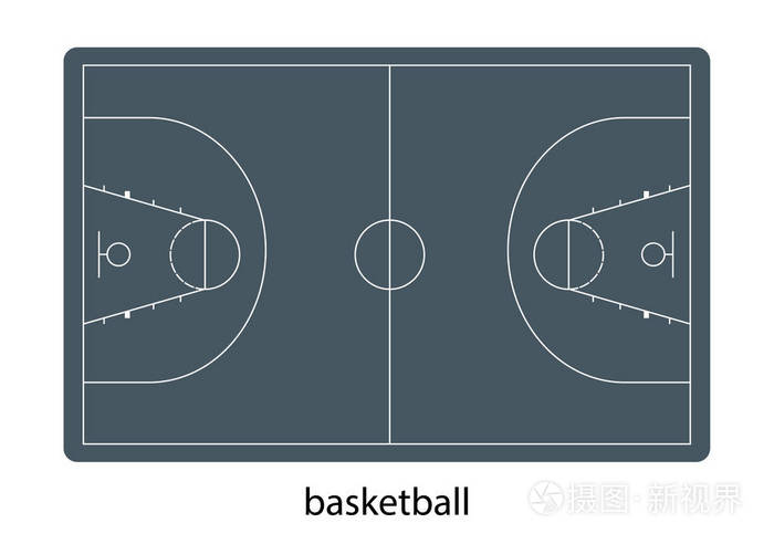 篮球场平面设计的最高视角插画-正版商用图片07eqg7-摄图新视界