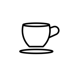 茶或咖啡杯图标, 轮廓和填充矢量符号, 线性 a