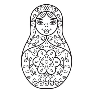 正方体嵌套俄罗斯传统嵌套娃娃 (俄罗斯套娃).黑白 il照片