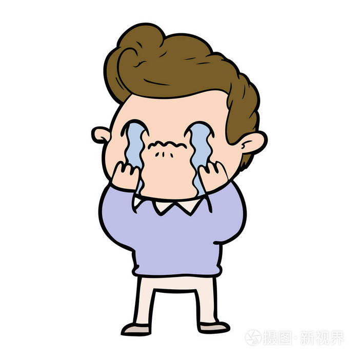 卡通人物哭泣的媒介例证