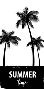 夏季时间棕榈树横幅海报向量