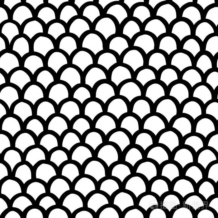 矢量无缝模式.抽象涂鸦手绘鳞片纹理打印, 墙纸, 家居装饰, 纺织品