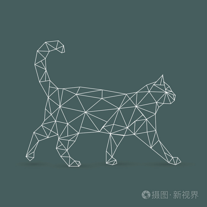 几何图形拼成的小猫图片