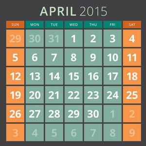 日历计划 2015年模板周开始周日