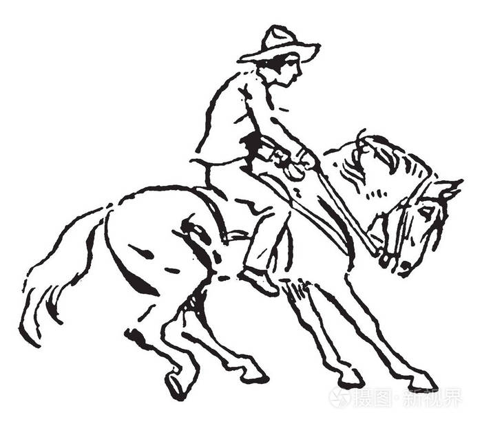 人牵着马的简笔画图片