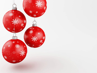 3d 插图。红色的圣诞球。传统饰品愉快的冬季假期和圣诞快乐概念