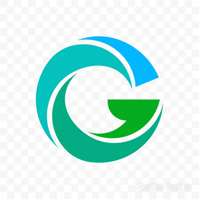 字母g矢量蓝色和绿色图标