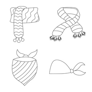 围巾和披肩图标的矢量插图。围巾和辅料的收藏向量插图