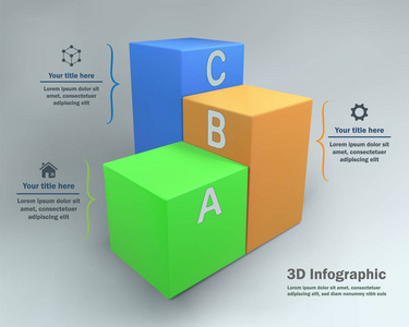 3个选项, 3d 矢量图表与 boxe