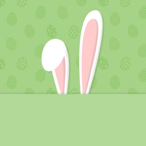 可爱的复活节兔子耳朵在背景与鸡蛋。复活节背景与 copyspace。矢量