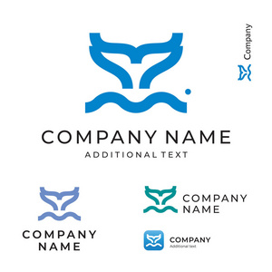 轮廓鱼尾标志简单清洁现代标识品牌和应用程序图标符号概念集模板照片