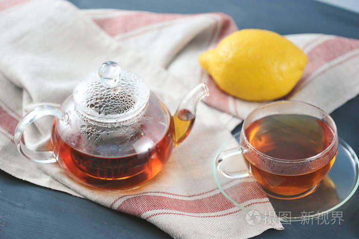 黑贝赫茶配柠檬玻璃茶壶