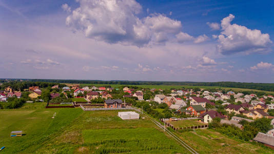 典型欧洲村庄鸟瞰图