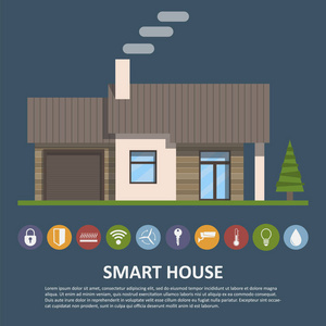 智能家居和一套图标。文本位置