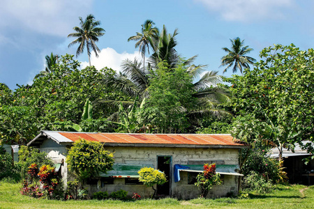 典型斐济村庄的房子里 Lavena Taveuni 岛，斐济