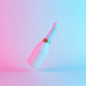 白色香槟瓶, 彩色紫外全息霓虹灯。创意理念
