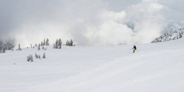 滑雪者在雪山, 惠斯勒, 不列颠哥伦比亚省, 加拿大