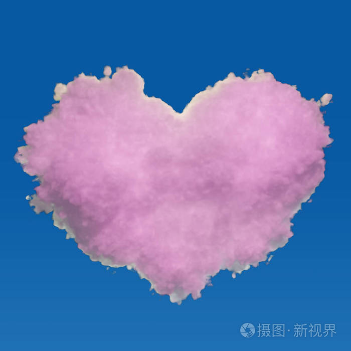 3d蓝色背景下心形粉红云的绘制
