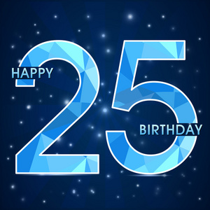 装饰会徽25 年的生日庆祝活动标签 25 周年装饰多边形会徽矢量图照片