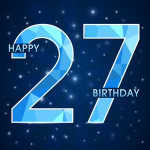 27 年的生日庆祝活动标签, 27 周年装饰多边形会徽-矢量图照片