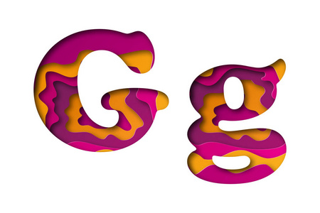 字母 G, 剪掉纸。矢量插图