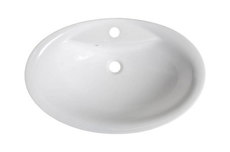 人造石浴室的白色椭圆形洗脸盆