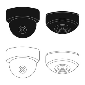 闭路电视和摄像标志的矢量设计。闭路电视及系统矢量图标收藏