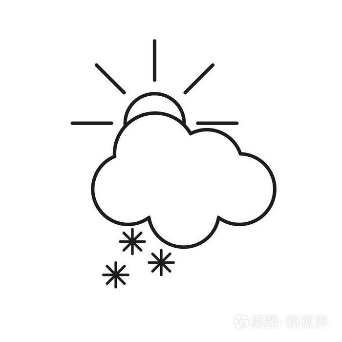 天气预报下雪简笔画图片