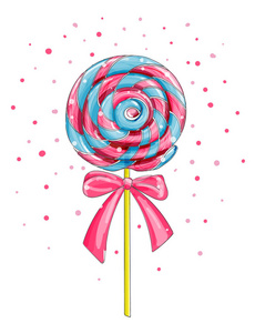 七彩的棒棒糖糖果, 卡通矢量图照片