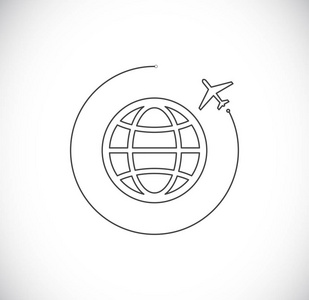 环绕地球轮廓图标的平面照片