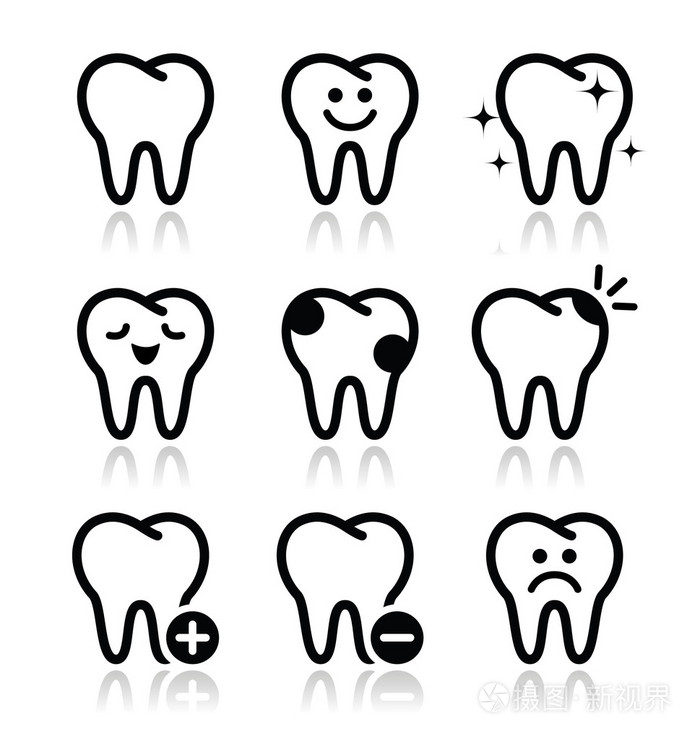 牙, 牙齿矢量图标集