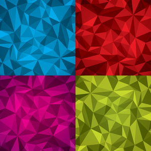 抽象矢量几何背景，红色，粉红色，蓝色，绿色表面