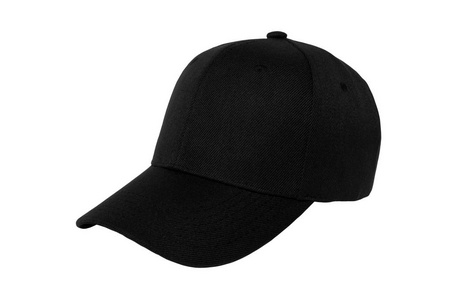 棒球帽彩色黑色特写在白色背景上的孤立视图