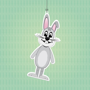 快乐复活节小兔子灰色标签