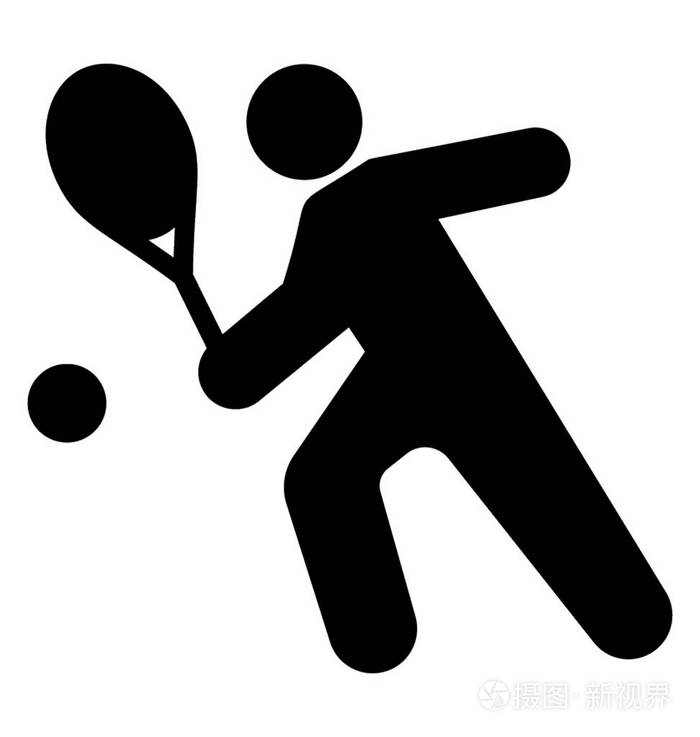 网球运动员打网球球拍和球