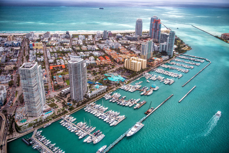 迈阿密海滩和南角公园鸟瞰图