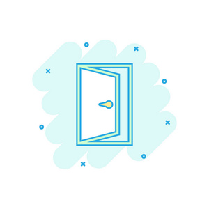 漫画风格的矢量卡通门图标.退出标志说明象形文字.