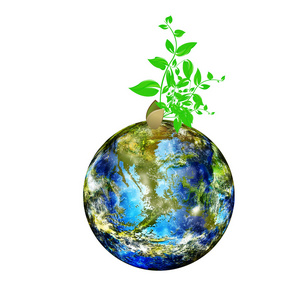 地球 day.green 年轻的植物和全球 earth.vector