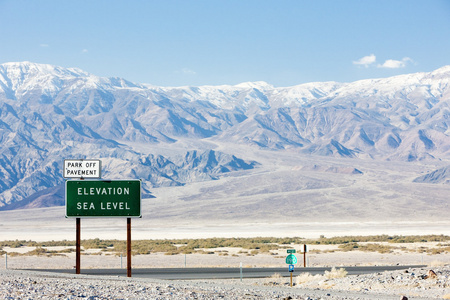 海拔海平面标志 死亡谷国家公园，加利福尼亚州