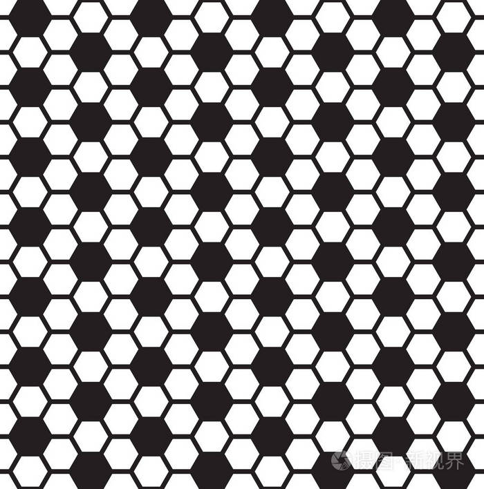 无缝六角蜂窝图案纹理背景.黑白六边形图案