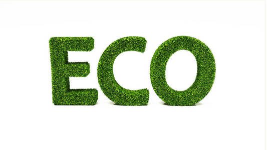 3d. 用绿草制作生态字, 拯救地球概念