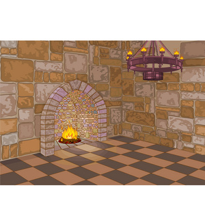 中世纪城堡内部, 向量例证照片