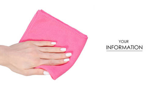 餐巾细纤维粉红色在手图案