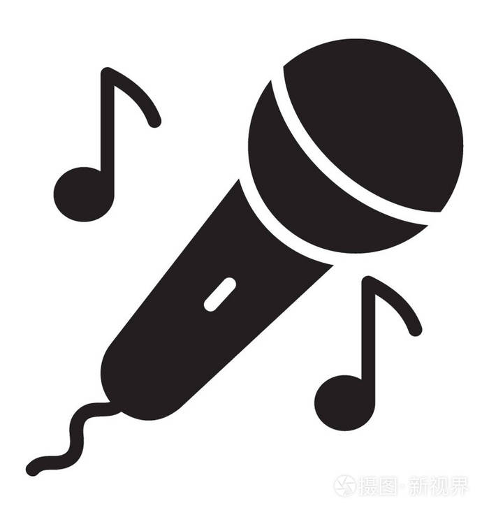 有麦克风和旋律符号的歌唱图标