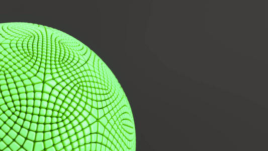在黑色表面有绿色球体的抽象背景。3d 渲染插图