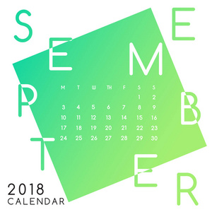 2018日历布局设计 9月, 媒介例证