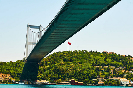 从蓝色的天空中看到的伊斯坦布尔桥土耳其