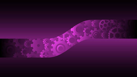 抽象暗紫色背景与紫罗兰齿轮轮子, 机制产业概念, 向量例证